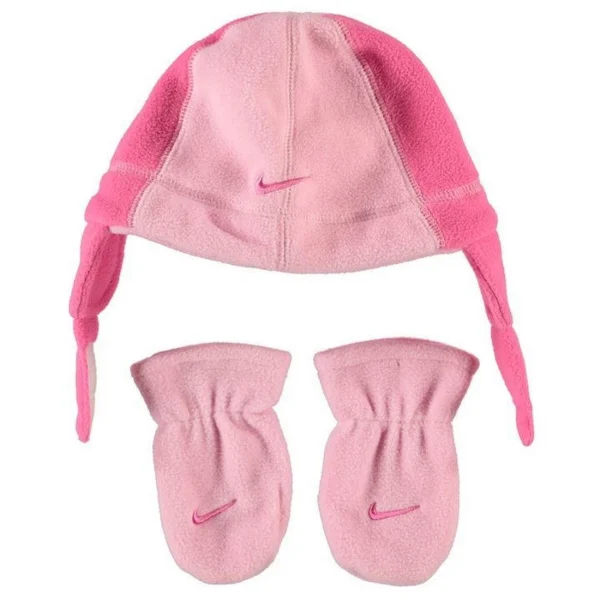 Meilleur prix 🤩 Mode Fille Nike Ensemble Naissance Bonnet Et Mitaines Polaire Nike Rose Bébé Fille ROSE 😀 magasins pas chers 1