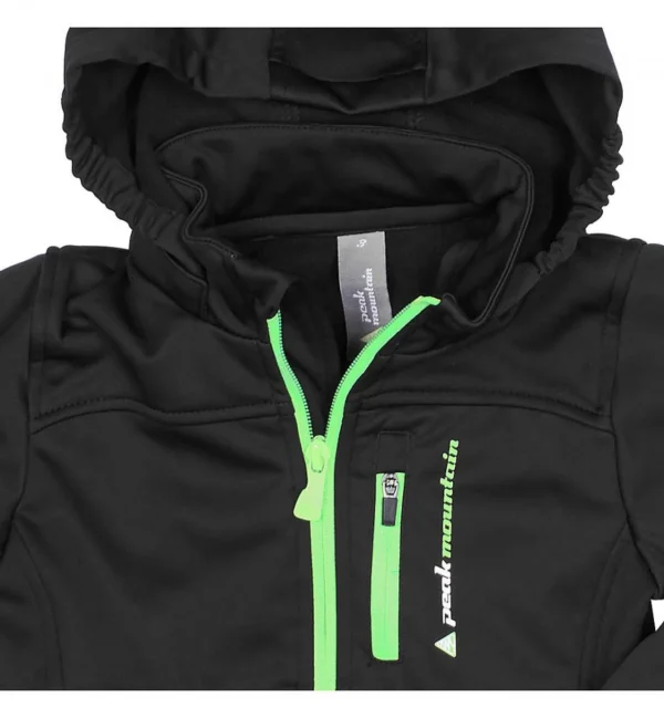 Offres ⌛ Ski Alpin Garçon Peak Mountain Peak Mountain – Blouson Softshell Garçon Ecanne1016-noir/vert NOIR ✨ mode pas cher 1