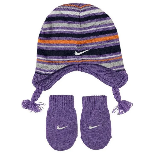 Promo 🔔 Mode Fille Nike Ensemble Iris Bébé Fille Nike Bonnet Et Mitaines Naissance VIOLET 👏 achat 1